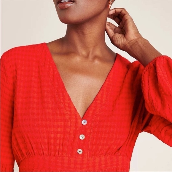 Anthropologie Amadi Alisha Tiered Red Maxi Dress Size Small - Picture 2 of 8